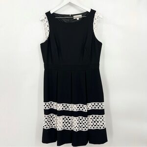 Katherine Kelly Sleeveless A-Line Dress Scoop Neck Zip Back Black and White 12